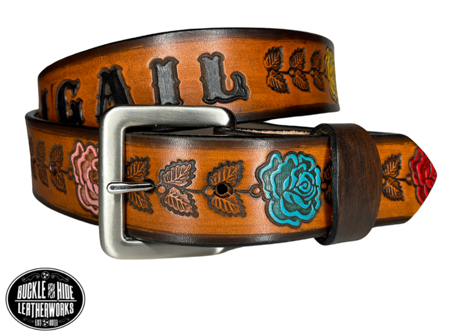 F&L CLASSIC Belt for buckle Western Leather Engraved Tooled Strap