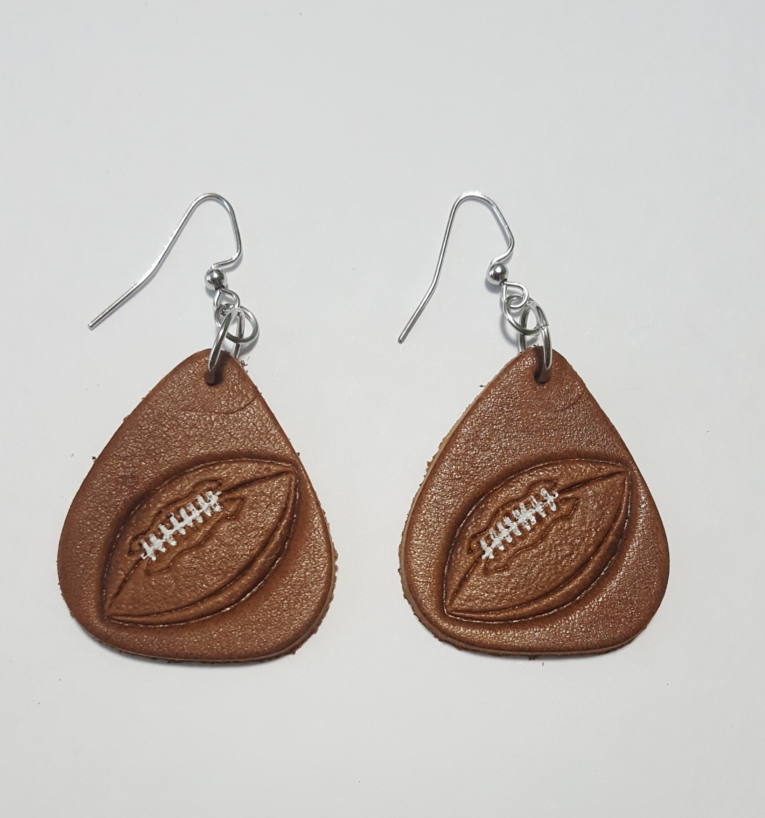 Faux leather online football earrings