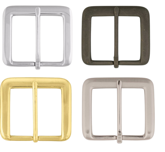 Our buckle of choice for our own belts because of it's Squared off inside that results in less edge rubbing on the edge of the belt.  It's Solid Brass frame with a Chrome, Gunmetal, or Antique Nickel finish. Fits any of our snapped 1 1/4" or 1 1/2" belts. Sold online and in our shop in Smyrna, TN, just outside of Nashville.