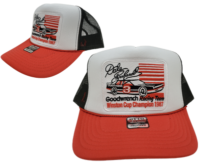 Take a chance and embrace the excitement with Dale Earnhardt #3 Cap! Embark on an exhilarating journey with the racing legend as he becomes the highest-earning driver in NASCAR history. Display your daring attitude in our Black, White and Red Vintage Foam Trucker mesh cap, inspired by the iconic #3 Black Car. Order yours now from our Smyrna, TN location or online.