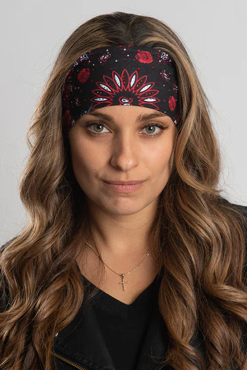 Slightly more narrow 3" Head Wraps/Bandz are the perfect fashion accessory to complement any outfit, while also keeping your hair in place on a windy day or during motorcycle rides. Made with high-tech spandex material, they can fit any size head. Choose from a variety of patterns to match your unique style or mood. Some are Blinged some are not. Visit our Smyrna TN shop, conveniently located near downtown Nashville.