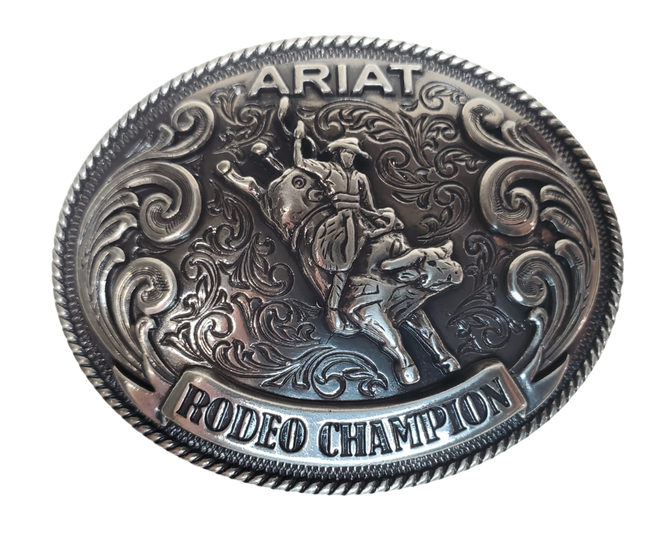 Be ready for the Rodeos with the Kid size Ariat Rodeo Champion buckle. Fit's up to 1 1/4" belts. Check out our Custom kids belts! Available for purchase in our online store or the retail shop in Smyrna, TN, just outside Nashville. Imported