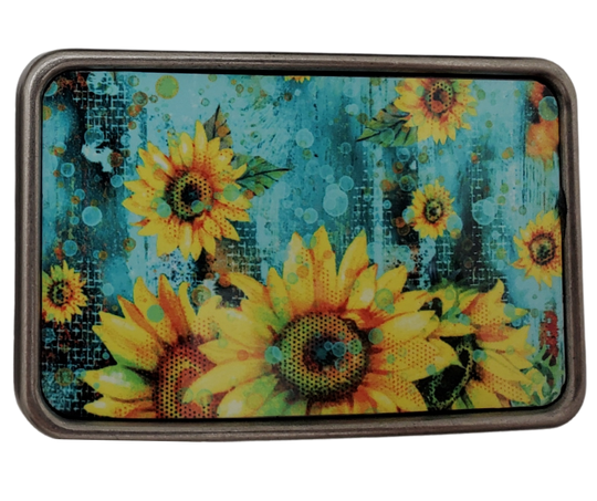 The Raining Daisies is one of most unique belt buckles that are completely metal (image area too) and are made to be durable and lasting! Lots of details in the image and slightly smaller than most of our buckle selection. Available at our Smyrna, TN shop a short ride from downtown Nashville.

Belt Buckle Measures: -3"x2"
Fits any snap belt up to 1 1/2"
Listing is for the belt buckle only &amp; does not include a belt strap.