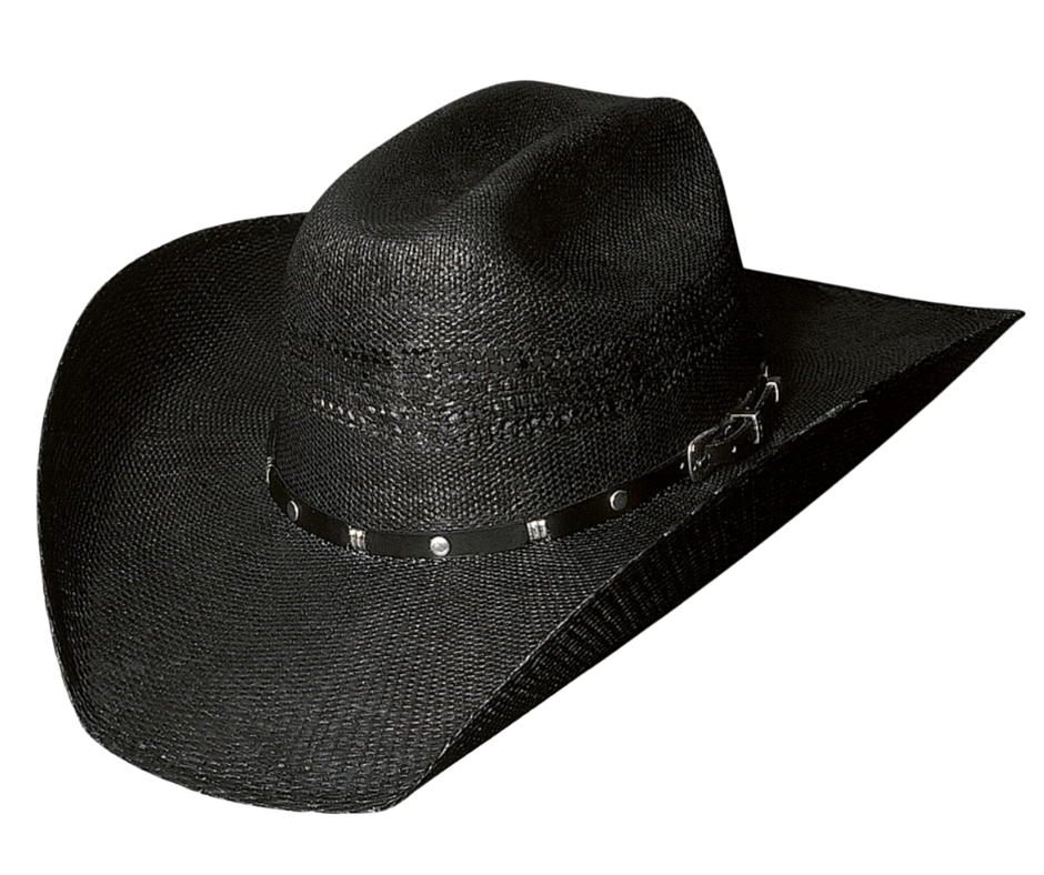 Looking for a lightweight and stylish hat for your next trip to the ranch? To show your inner Rip look no further than our Black Western Straw hat! Made from Bangora straw and featuring a wide 4" brim, this hat will keep you cool and comfortable all day long. Swing by our retail shop in Smyrna, TN, just outside of Nashville, and pick one up for your next steakhouse outing. Sizes:&nbsp; &nbsp;7 - 7 1/8 - 7 1/4 - 7 3/8 - 7 1/2&nbsp;