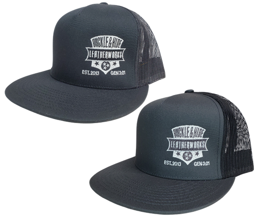 We now are proud to offer our own Embroidered logo cap. Flat bill style with a snap back for easy adjustment. Make the 20-minute drive from Nashville to our Smyrna, TN shop and pick yours up today!    Color: Distressed Gray/Black  or Solid Black Embroidered Design    One Size Fits Most