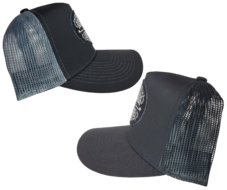 Upgrade your cap game with the Buckle and Hide Classic Trucker Cap. It boasts a fashionable mesh back, structured top, and a convenient snap back closure. The cap comes in Black, Gray/Black with the iconic Buckle and Hide patch on the front. Get yours now from our popular leather shop in Smyrna, TN, just outside of Nashville.