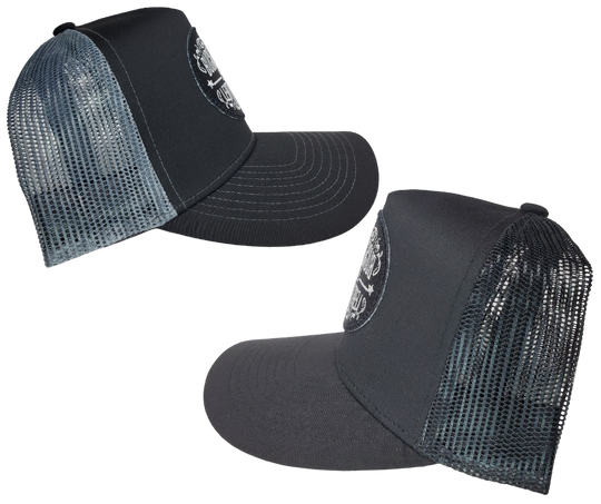 Upgrade your cap game with the Buckle and Hide Classic Trucker Cap. It boasts a fashionable mesh back, structured top, and a convenient snap back closure. The cap comes in Black, Gray/Black with the iconic Buckle and Hide patch on the front. Get yours now from our popular leather shop in Smyrna, TN, just outside of Nashville.