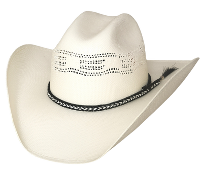 This lightweight Bangora straw Western hat is perfect for hot days at the ranch. With its wide 4" brim, it will keep the sun off your head while you ride the fence. You can purchase it at our retail shop in Smyrna, TN, located just outside of Nashville. Sizes:&nbsp; &nbsp;7 - 7 1/8 - 7 1/4 - 7 3/8 - 7 1/2&nbsp;