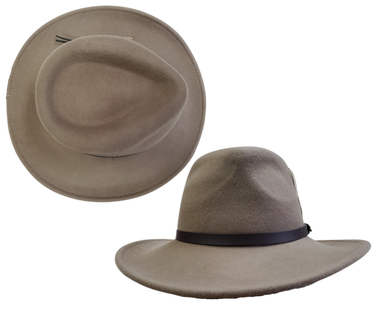 100% Australian wool&nbsp; UPF 50 Rating&nbsp; 4 1/4" Crown, 2 3/4" Brim Crushable wool Choose Black, Dark brown, Gunmetal, Olive Sizes S-XL available in our retail shop in Smyrna, TN, just outside of Nashville