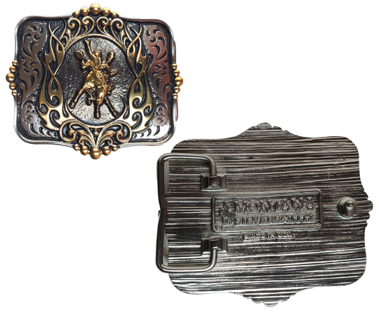 Celebrate rodeo spirit with this stunning Montana Silversmiths antiqued silver Bucking Bronc buckle! Its intricate western scroll pattern will draw eyes your way, while its standard 1.5 belt swivel makes it easy to accessorize. Find it at our Smyrna, TN shop,