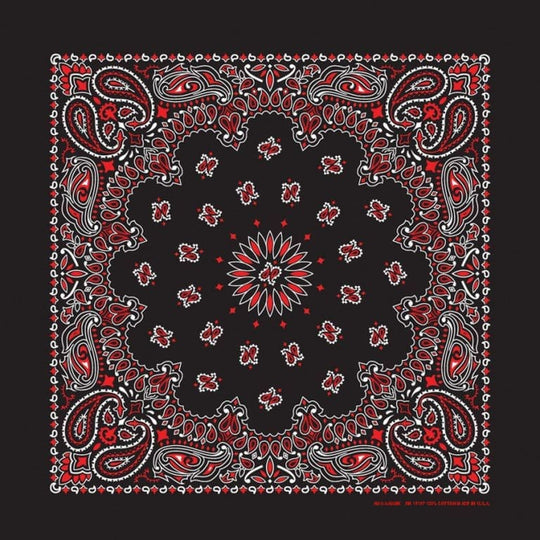 We stock traditional 100% Cotton for a soft and comfortable feel. Made in the USA and approx. 22" x 22", they feature a trademark Paisley design. Bandanas have been around for over 75 years and are still a staple in culture whether it's a farmer, MC, or a Rock star.