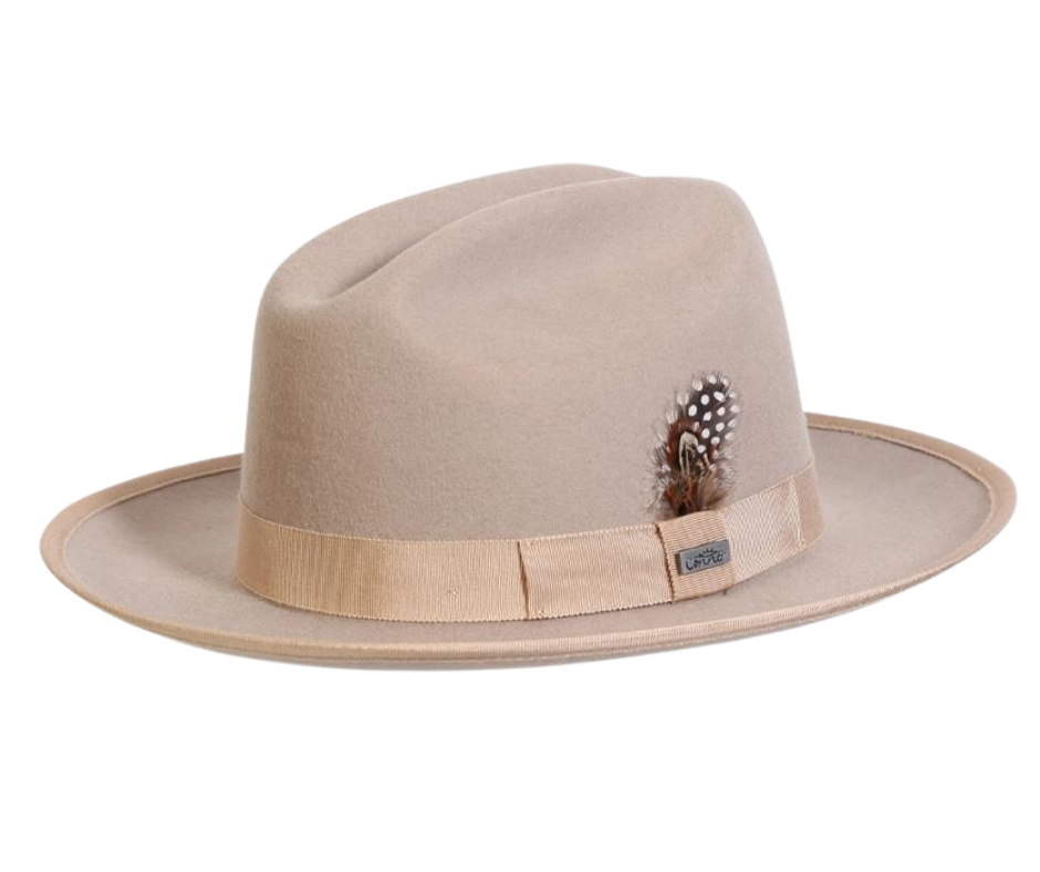 The Axe Western Hat is a silverbelly-style wool hat, with a classic western cattleman crown, and a slight upturned brim. This hat is a stylish blend of city and western, and can be dressed up for a night on the town just as easily as it can turn it down on a front porch with a guitar.&nbsp;&nbsp;Features a bound edge brim, and grosgrain band with a feather accent. Find it in our retail shop in Smyrna, TN, located just outside of Nashville in sizes S-XL.