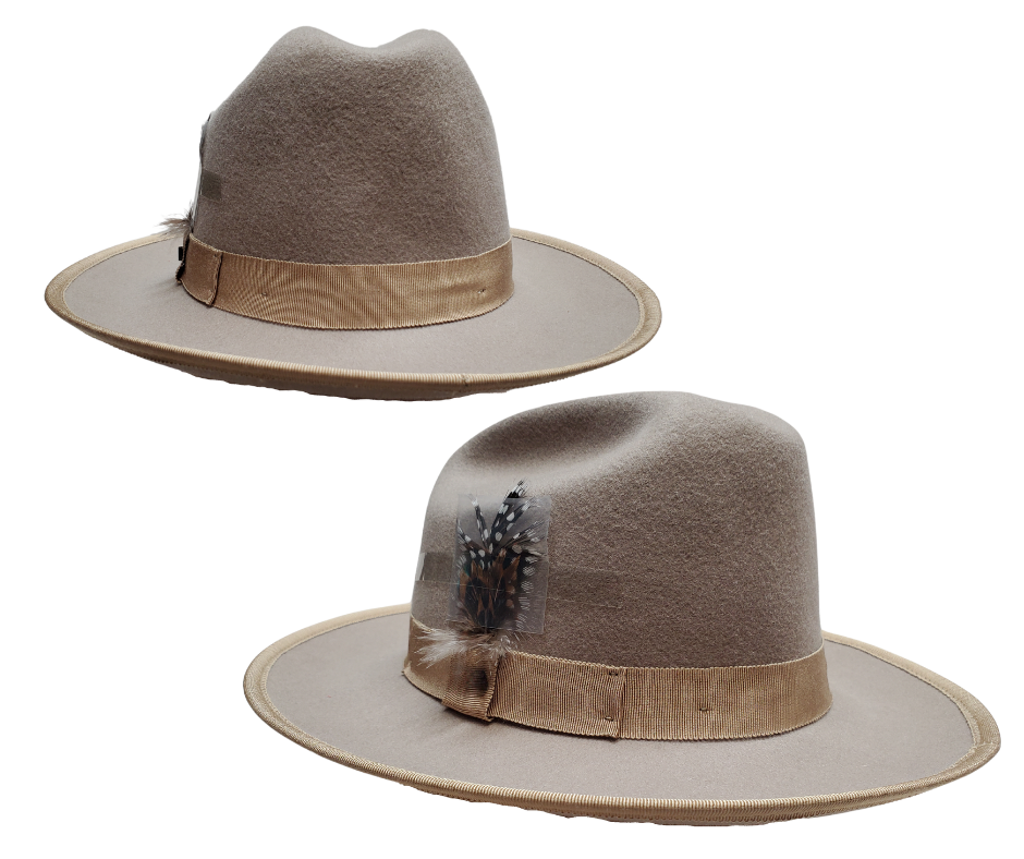 The Axe Western Hat is a silverbelly-style wool hat, with a classic western cattleman crown, and a slight upturned brim. This hat is a stylish blend of city and western, and can be dressed up for a night on the town just as easily as it can turn it down on a front porch with a guitar.&nbsp;&nbsp;Features a bound edge brim, and grosgrain band with a feather accent. Find it in our retail shop in Smyrna, TN, located just outside of Nashville in sizes S-XL.