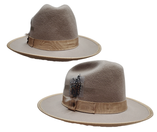 The Axe Western Hat is a silverbelly-style wool hat, with a classic western cattleman crown, and a slight upturned brim. This hat is a stylish blend of city and western, and can be dressed up for a night on the town just as easily as it can turn it down on a front porch with a guitar.&nbsp;&nbsp;Features a bound edge brim, and grosgrain band with a feather accent. Find it in our retail shop in Smyrna, TN, located just outside of Nashville in sizes S-XL.