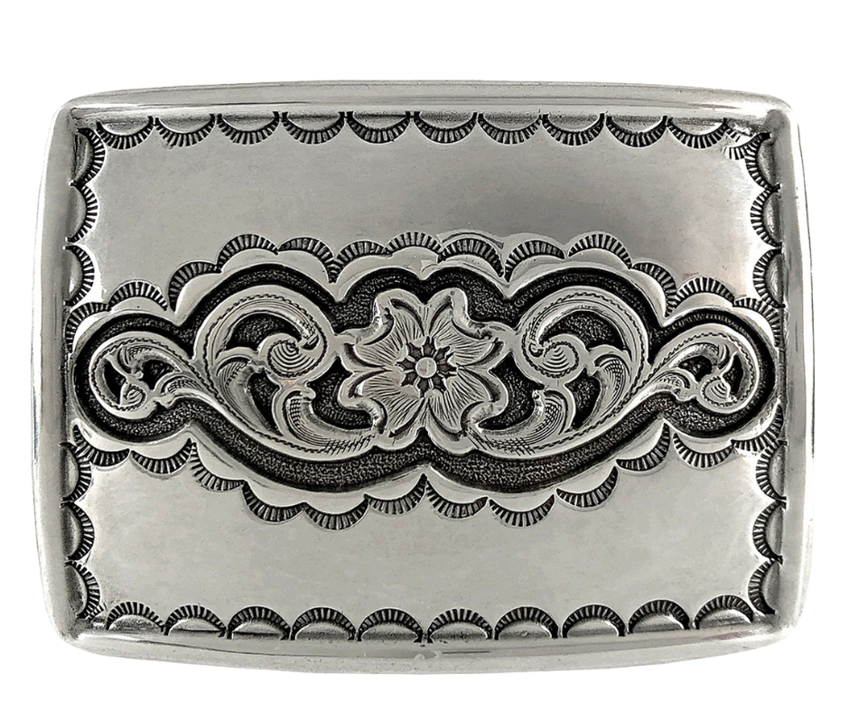 Bring iconic Western style to your outfit with this classic belt buckle. Works with any leather snap-on belt from this site, or make your own for a custom look. Measurement: 3 1/8" x 2 3/8"; Fits 1 1/2" belts. Featuring an antique-plated zinc finish! Pick yours up at our Smyrna,TN shop a short ride from downtown Nashville!