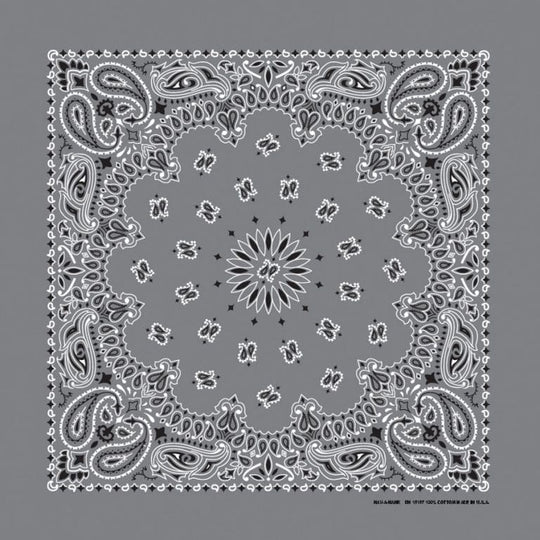 We stock traditional 100% Cotton for a soft and comfortable feel. Made in the USA and approx. 22" x 22", they feature a trademark Paisley design. Bandanas have been around for over 75 years and are still a staple in culture whether it's a farmer, MC, or a Rock star.