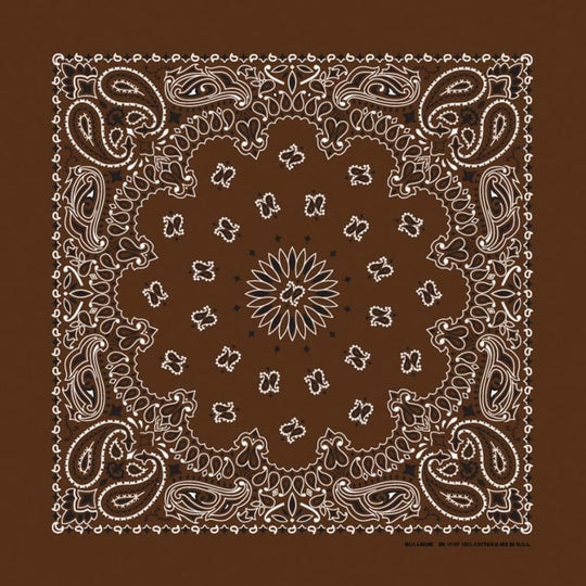 We stock traditional 100% Cotton for a soft and comfortable feel. Made in the USA and approx. 22" x 22", they feature a trademark Paisley design. Bandanas have been around for over 75 years and are still a staple in culture whether it's a farmer, MC, or a Rock star.