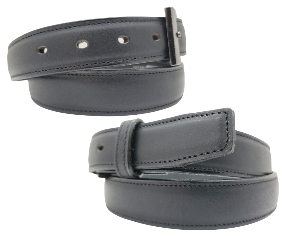 We get all types of people in our shop and we like to offer a variety of Classic Styled Leather belts. This Casual Dress Belt features a Feathered edge and tip, edge stitching, and a Antique Silver buckle. Layered Leather NO fillers Proudly handcrafted in the USA in a versatile 1 1/4" width. Available at our Smyrna, TN shop just outside Nashville.