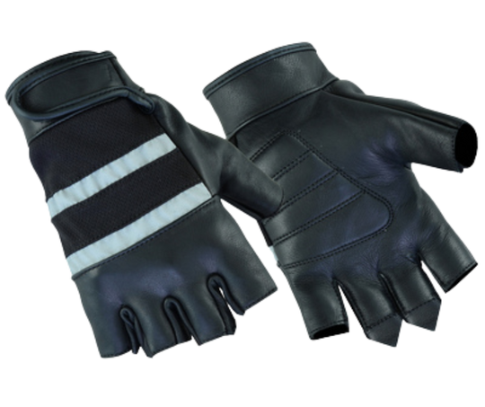 Fingerless Reflective Leather Riding Gloves