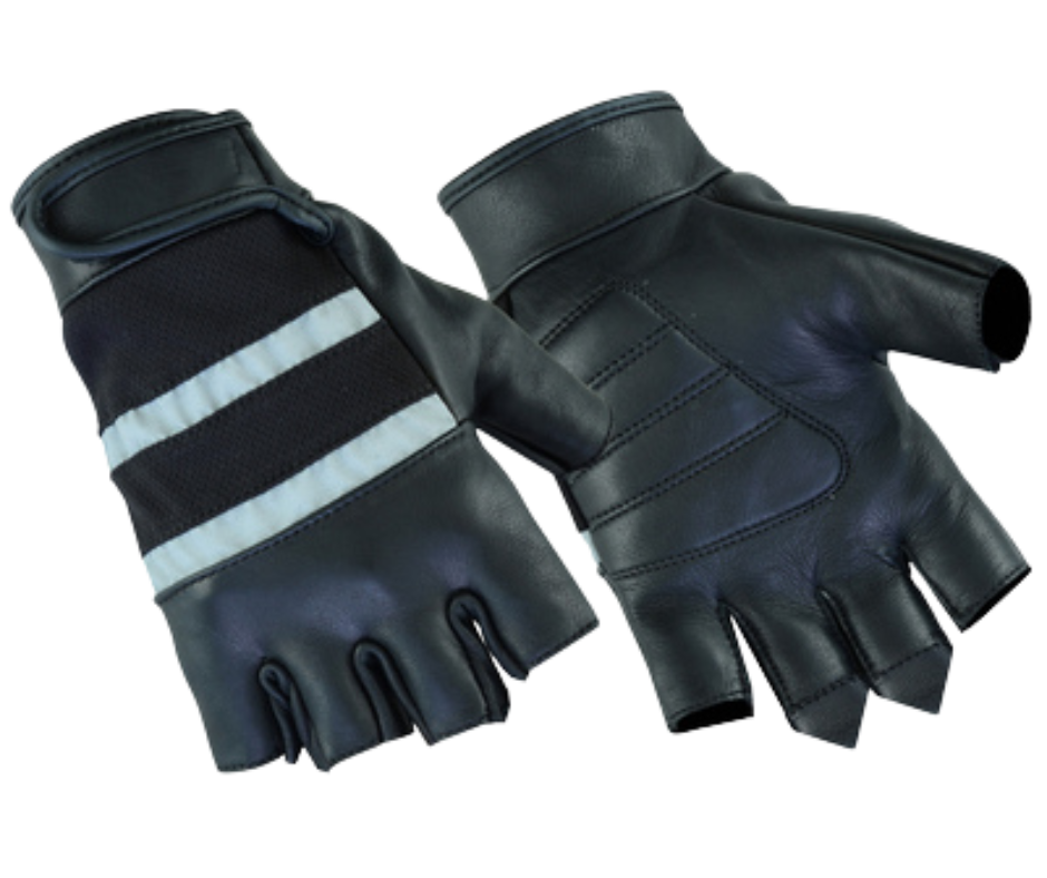 Fingerless Reflective Leather Riding Gloves