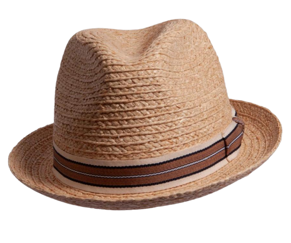 This stylish straw fedora is a great choice for any wardrobe. It features a small brim that is perfect for all-day wear, and the brown hat band ensures a nice neutral look. The lightweight material ensures that this hat is comfortable and breathable, perfect for any outdoor activity. The hat comes in 3 sizes M-XL so you can find the perfect fit.&nbsp; Available at our shop just outside Nashville in Smyrna, TN.