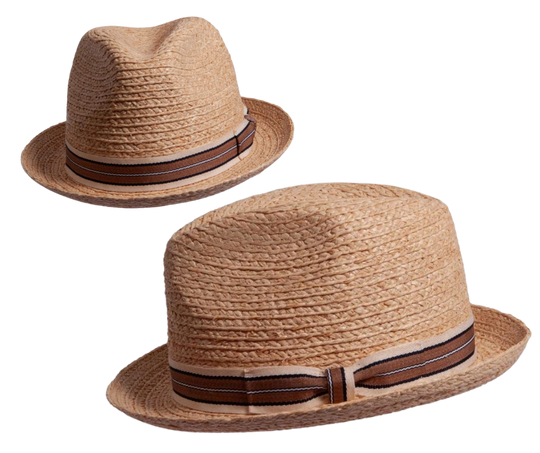 This stylish straw fedora is a great choice for any wardrobe. It features a small brim that is perfect for all-day wear, and the brown hat band ensures a nice neutral look. The lightweight material ensures that this hat is comfortable and breathable, perfect for any outdoor activity. The hat comes in 3 sizes M-XL so you can find the perfect fit.&nbsp; Available at our shop just outside Nashville in Smyrna, TN.