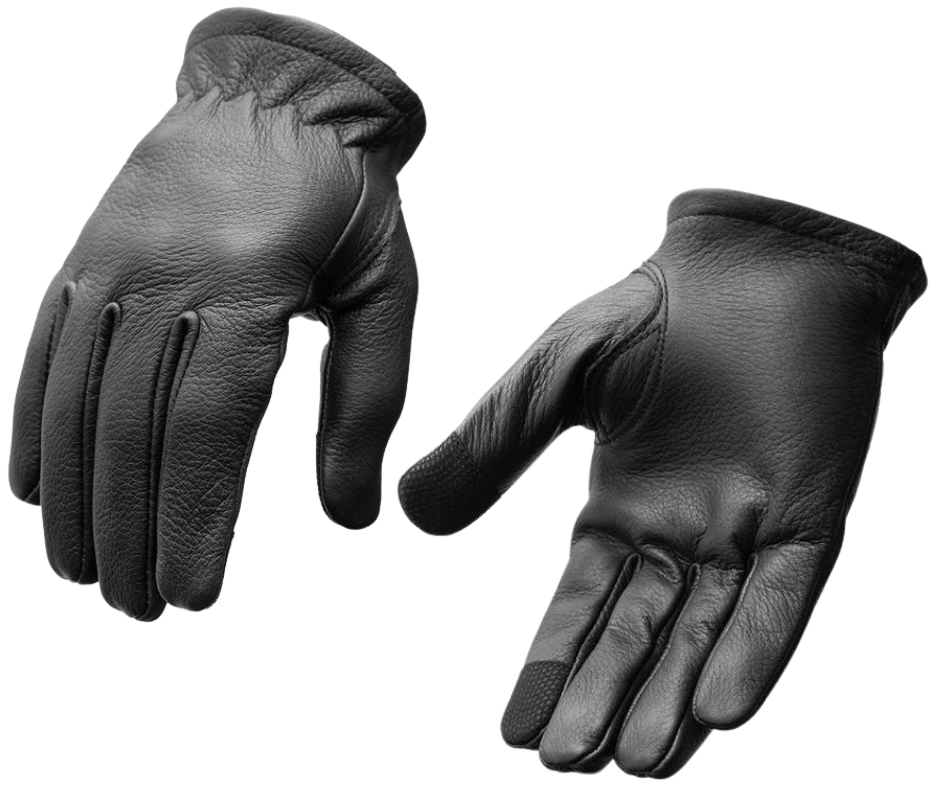 Looking for soft gloves? Deer skin is the way to go - and these are crafted from super soft deer skin and a classic style motorcycle glove . These are a lightweight glove with a lightweight liner, unlined, short cuff gloves crafted in a soft deerskin hide. These gloves feature our Touch Tech fingertip technology, so no worries on using your phone. Ride to Smyrna, TN outside of Nashville and try some on!