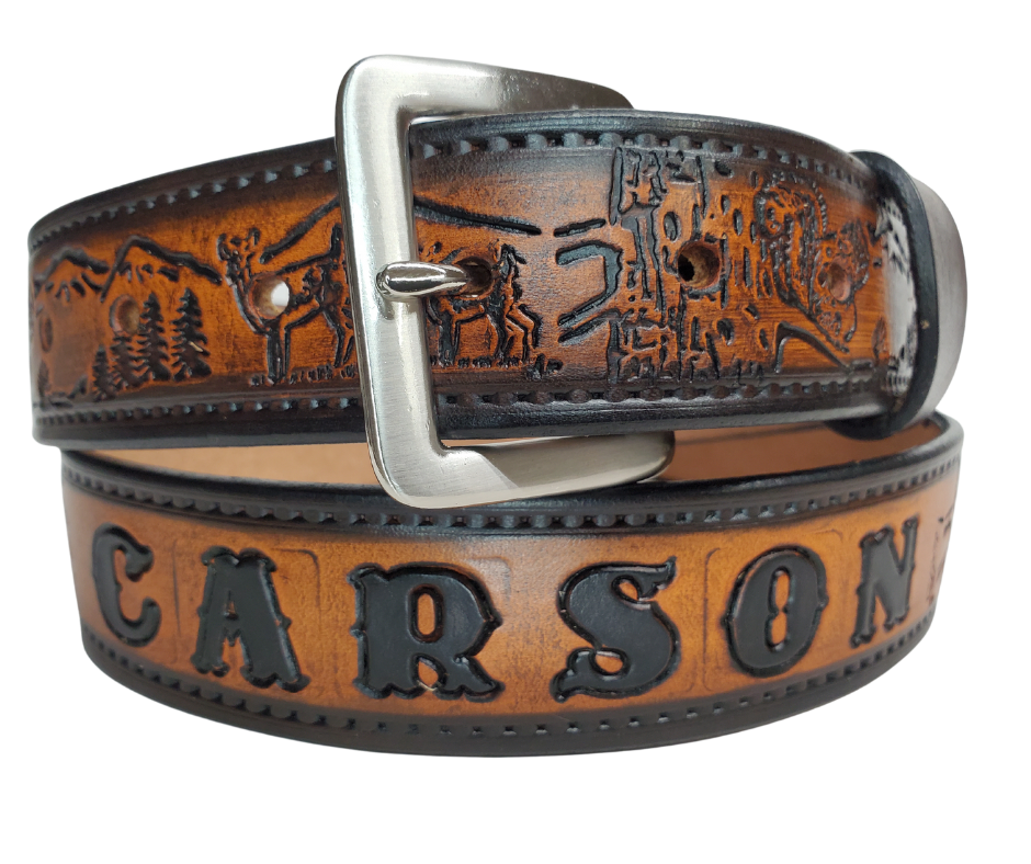 The Frontiersman Name Leather Belt – Buckle and Hide Leather LLC