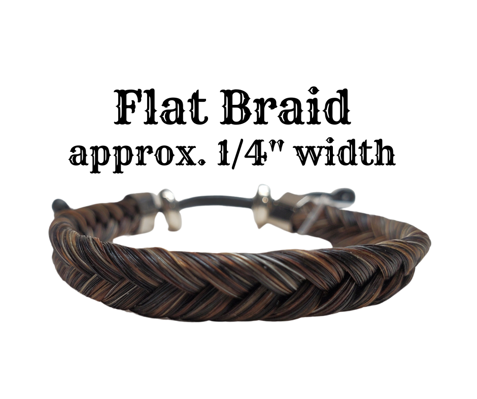 Discover the timeless charm of Braided Horsehair in our classic Western style bracelet. Features strong adjustable slider for durability. To ensure a comfortable fit, wear it snug or even take it in the water - just be sure to remove it before swimming or showering. You can find these at our shop in Smyrna, TN, conveniently located just a short drive away on I-24 from Nashville.