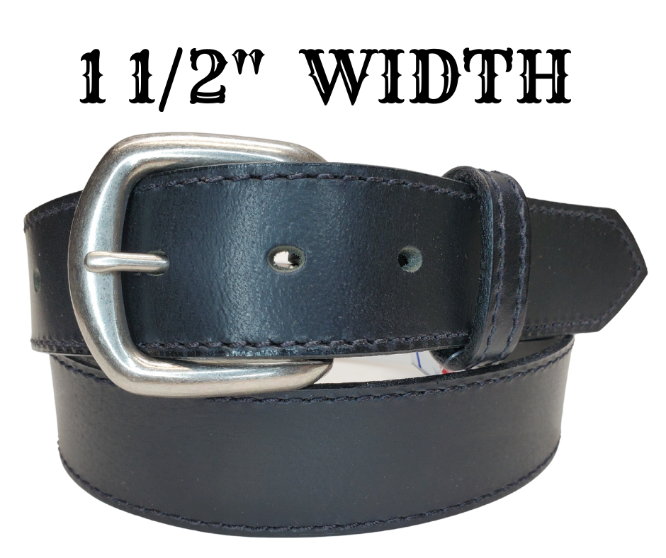 We get all types of people in our shop and we like to offer a variety of Classic Styled Leather belts. This Casual Dress Belt features Edge stitching making it perfect for jeans or casual office look. One layer of semi soft leather and Proudly made in the USA with in a versatile 1 1/2" width. Available at our Smyrna, TN shop just outside Nashville.