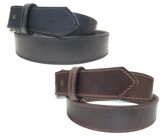 We get all types of people in our shop and we like to offer a variety of Classic Styled Leather belts. This Casual Dress Belt features Edge stitching making it perfect for jeans or casual office look. One layer of semi soft leather and Proudly made in the USA with in a versatile 1 1/2" width. Available at our Smyrna, TN shop just outside Nashville.