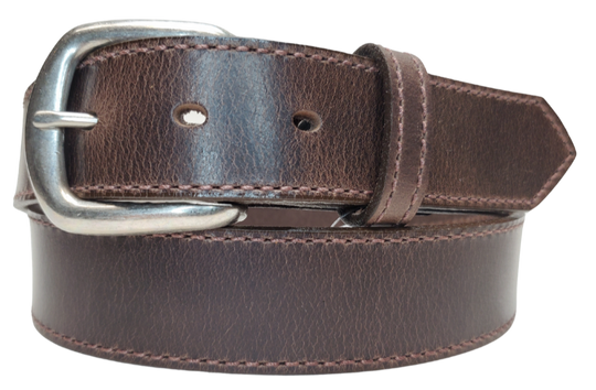 We get all types of people in our shop and we like to offer a variety of Classic Styled Leather belts. This Casual Dress Belt features Edge stitching making it perfect for jeans or casual office look. One layer of semi soft leather and Proudly made in the USA with in a versatile 1 1/2" width. Available at our Smyrna, TN shop just outside Nashville.