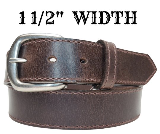 We get all types of people in our shop and we like to offer a variety of Classic Styled Leather belts. This Casual Dress Belt features Edge stitching making it perfect for jeans or casual office look. One layer of semi soft leather and Proudly made in the USA with in a versatile 1 1/2" width. Available at our Smyrna, TN shop just outside Nashville.