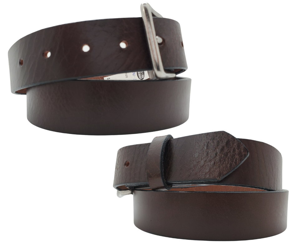 &nbsp;If you prefer a soft already broken in feel this is the perfect belt. Lightly Pebbled top grain cowhide leather will not tear nor peel apart. Available in BLACK or CHOCOLATE Brown , pick one or the COMBO. It has a classic satin finish, smooth pebble texture, with beveled painted edges. The strap is 1 1/2" wide and has a antique silver colored buckle held by 2 snaps for easy buckle change. Comfortable from the start, belt is handmade in our Smyrna, TN shop, just outside Nashville.