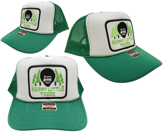 Bob was passionate about sharing his love for painting with the world and in 1982 along with his partners he launched the Joy of Painting on public television. To promote the television show and reach a greater audience Bob toured America teaching others to paint. Get in a "Happy" mood with our Green and White Vintage Foam Trucker style mesh cap, inspired by the iconic TV show. Get yours today at our Smyrna, TN store or online. Shop now at our Smyrna, TN store or online.