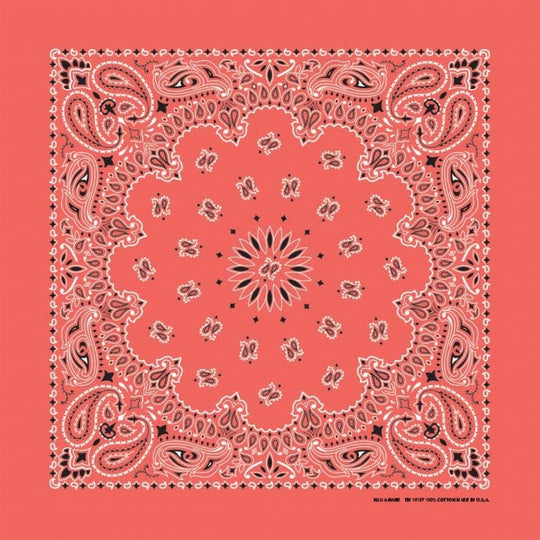 We stock traditional 100% Cotton for a soft and comfortable feel. Made in the USA and approx. 22" x 22", they feature a trademark Paisley design. Bandanas have been around for over 75 years and are still a staple in culture whether it's a farmer, MC, or a Rock star.