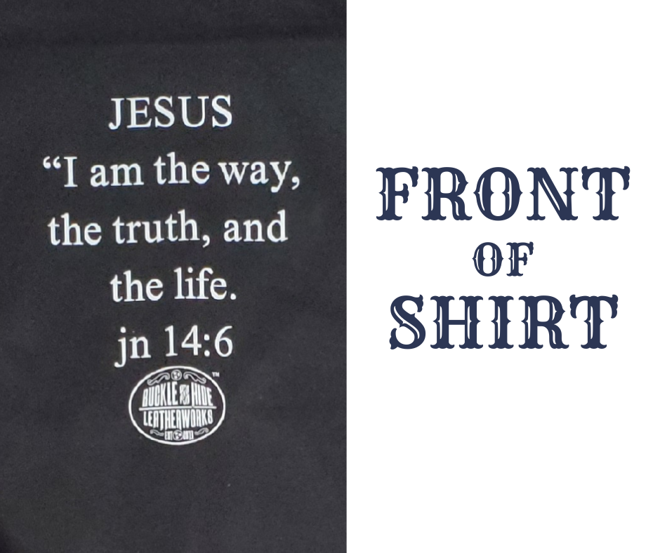 <span>As you wear this shirt, let it speak on your behalf or spark conversations about your faith in Jesus, our Lord and Savior. It features the well known verse from The Gospel of John 14:6 and reminds us of the saving power of his Grace, Death, and R</span><span>esurrection. This shirt is available both online and in our retail store in Smyrna, TN, just a short distance from Nashville.</span>