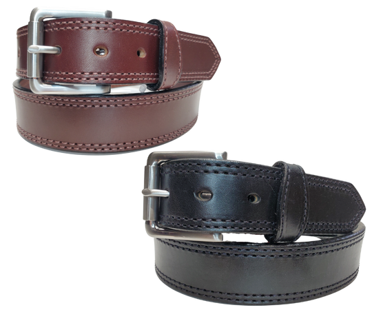 One of our Heavier belts in our shop. The Antique Silver roller style buckle that dresses up or down whatever your style. This Belt Leather is one thick strap with NO fillers and Proudly handcrafted in the USA in a versatile 1 1/2" width. Available at our Smyrna, TN shop just outside Nashville.