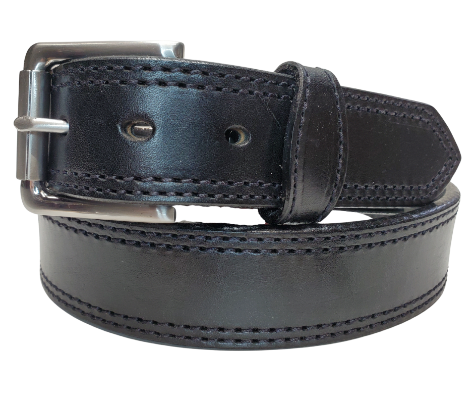 One of our Heavier belts in our shop. The Antique Silver roller style buckle that dresses up or down whatever your style. This Belt Leather is one thick strap with NO fillers and Proudly handcrafted in the USA in a versatile 1 1/2" width. Available at our Smyrna, TN shop just outside Nashville.