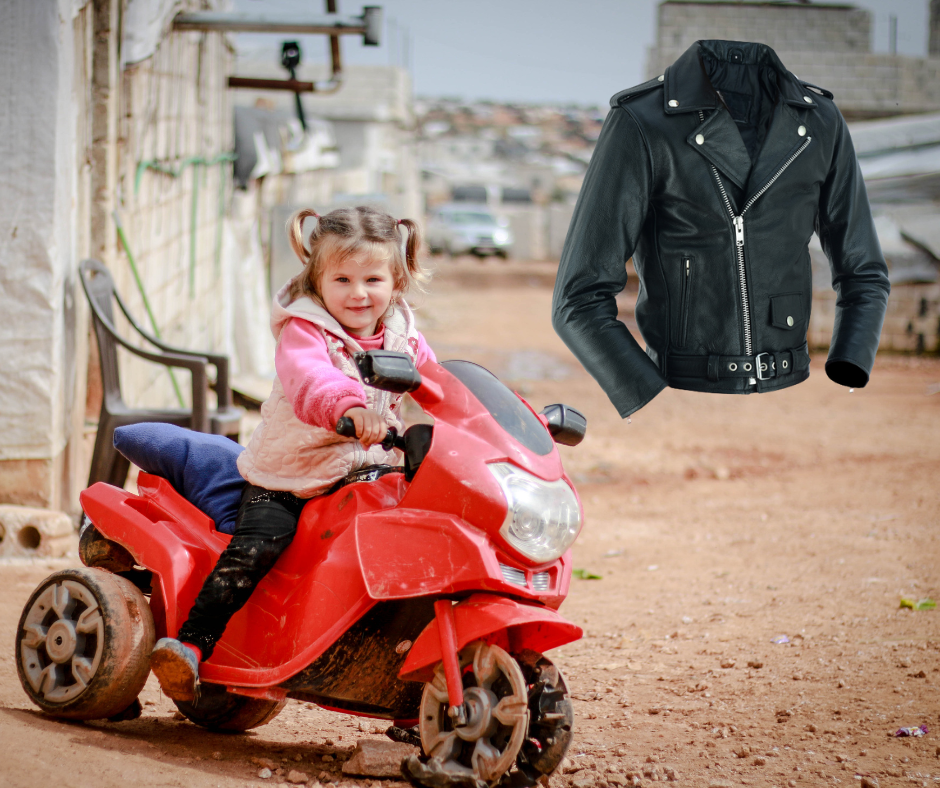 In the "Jagger" you will be just like Mom and Dad in this real leather Kids' MC Jacket, lot's of room for patches on the back too. Visit our leather shop in Smyrna, TN, near Nashville, and choose from sizes small to 5x. Scoot in to get yours at our Smyrna,TN store not far from Nashville.&nbsp;