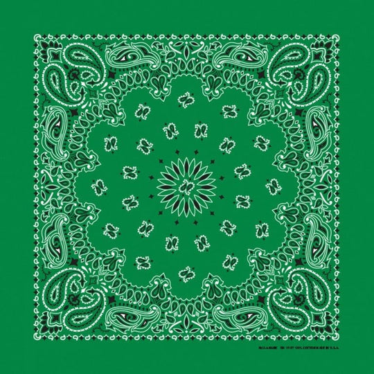 We stock traditional 100% Cotton for a soft and comfortable feel. Made in the USA and approx. 22" x 22", they feature a trademark Paisley design. Bandanas have been around for over 75 years and are still a staple in culture whether it's a farmer, MC, or a Rock star.