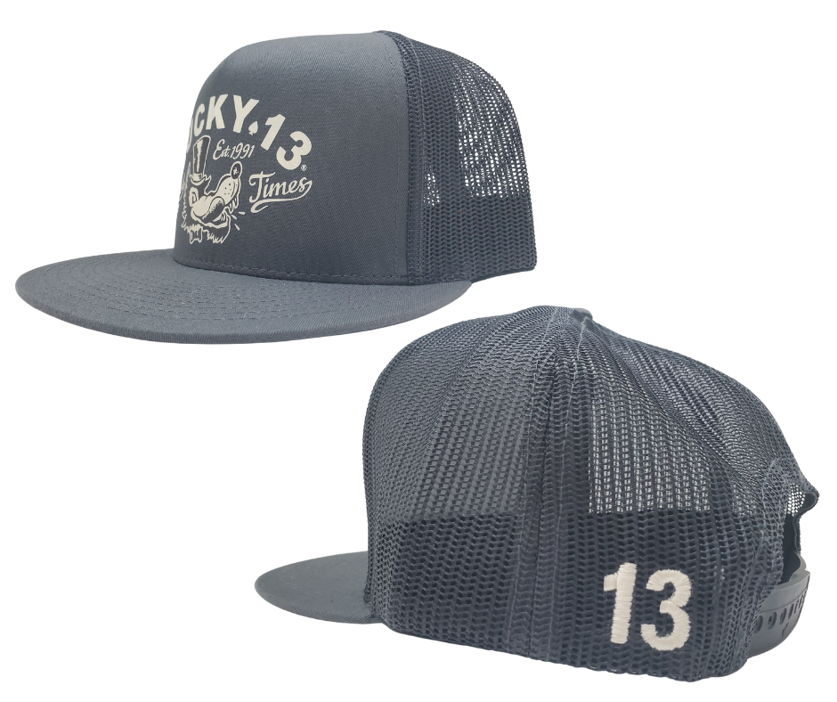 The Lucky 13 Mr. Wolf snapback trucker cap has the "Vintage" screen printed graphic on front and a "13" embroidered on the back left side. Twill front/Mesh back. There is an adjustable snap back to assist in helping this hat fit almost any size head. Come and and get'em at our Smyrna, TN shop a short ride outside Nashville.

COLOR: BLACK