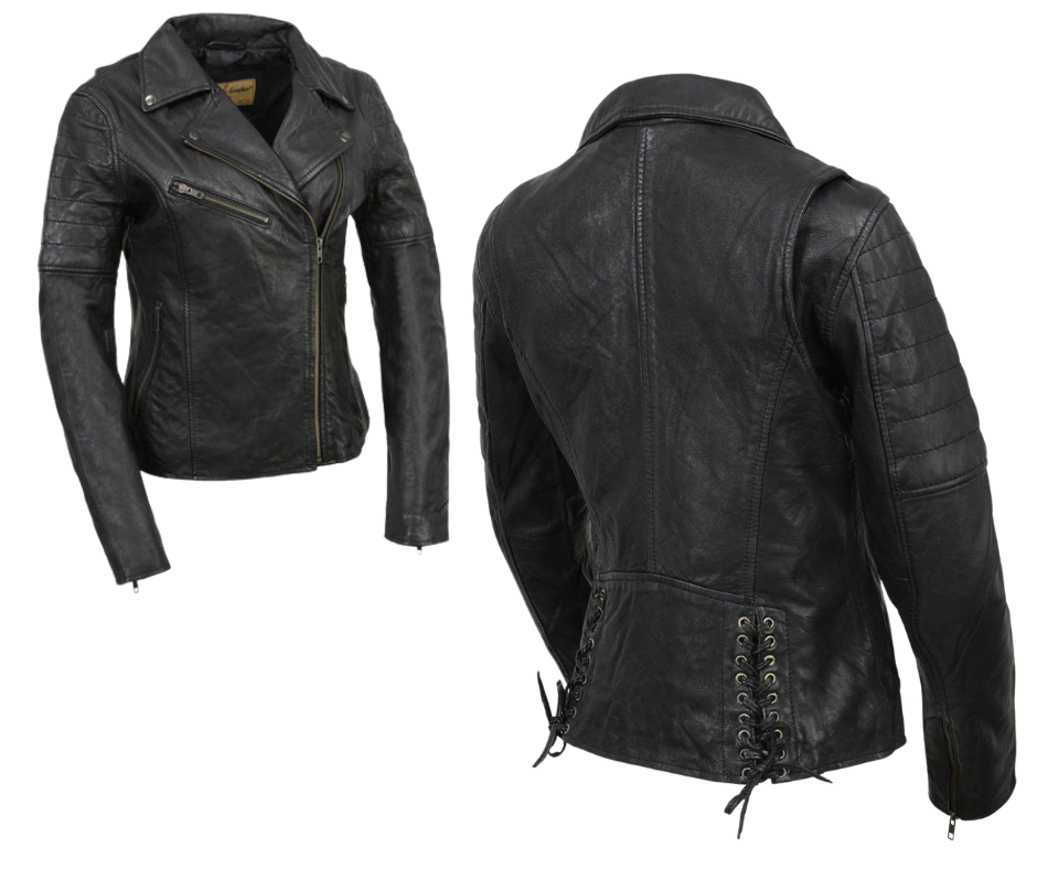 This classic jacket puts a fashionable spin on the timeless Motorcycle Style, which has been a popular choice for over 100 years. Made with soft shrunken Lamb skin and antique silver hardware, it offers both style and durability. With 3 outside pockets and 2 inside pockets, it's also practical. Find it at our Smyrna, TN store near Nashville.