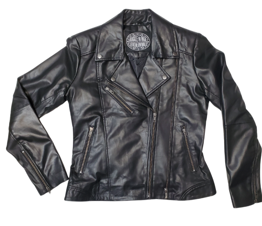This JETT Black MC Double Zip front Lamb skin jacket is soft and supple a update of a timeless classic. , it features black lining, antique silver hardware, and 3 outside pockets and two inside pockets. You can find it near Nashville, in Smyrna, TN.  Sizes XS-5XL Call for size availability.