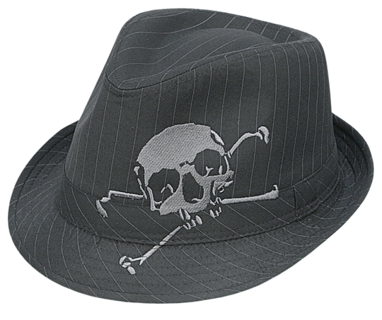 Our Pinstripe Fedora style is a timeless classic that has been popular from the 20's until today. It's loved by everyone, from Gansters to Politicians, and is a must-have accessory. This hat is made with high-quality 100% poly cotton and is available in either a stylish Skull and Crossbones design or classic pinstripes. The 4" crown and 1.5" brim make for a perfect fit, and it's available in sizes S-XL. Come visit us at our retail shop in Smyrna, TN, just outside of Nashville.