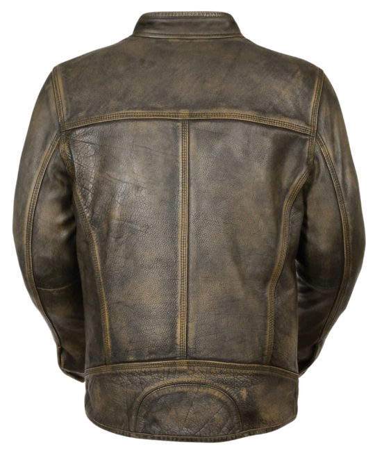 The" Phoenix" is our Classic Brown leather motorcycle jacket has everything you need for riding, including a cool style. Available in sizes small through 5x, it can be purchased at our shop in Smyrna, TN, near Nashville. With multiple zippered pockets and vents, a zip out liner, and a tab collar and zippered front, it also has snaps and zippers at the wrists. Don't forget to check out our matching gloves to complete your look