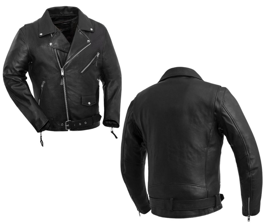 The Fillmore IS the MC style leather Jacket was originally designed in 1928 this Classic jacket never goes out of style. Made Soft but thicker naked cowhide with a zip out liner for warmer riding and multiple pockets for your stuff. Whether you ride a Harley or are in a Ramones tribute band your good to go! A staple jacket in our shop. Available in our Smyrna, TN shop. Stocked 40-60