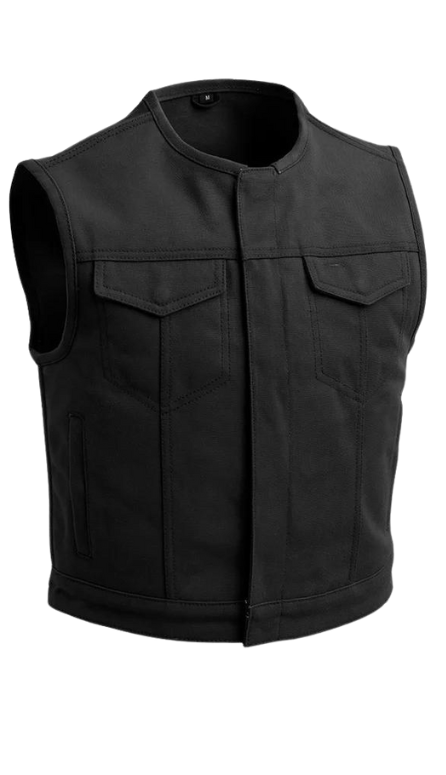 The Lowside Canvas Club Vest by First Mfg is a HEAVY WORK style canvas. For added comfort while riding your motorcycle, this vest runs three inches shorter than the average vest. It also runs a half size smaller for a snugger fit. This versatile piece features concealed carry pockets, a rollup collar, and covered snaps. Unlined for breathability, it's the perfect choice for layering. Stocked in our Smyrna, TN a short ride from Nashville. Available sizes in extra small to 5xl.