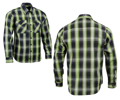 This 100% cotton flannel shirt exudes classic style. It features a button down collar, two front flap pockets, and a vintage plaid pattern. Perfect for hiking, outdoor work, or riding horses or motorcycles. Never going out of style, and always available in our Smyrna, TN shop. Imported.  Details: Button down collars, Snaps, 2 Pockets, Yokes, Flannel Lining, 100% Cotton