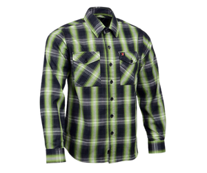 This 100% cotton flannel shirt exudes classic style. It features a button down collar, two front flap pockets, and a vintage plaid pattern. Perfect for hiking, outdoor work, or riding horses or motorcycles. Never going out of style, and always available in our Smyrna, TN shop. Imported.  Details: Button down collars, Snaps, 2 Pockets, Yokes, Flannel Lining, 100% Cotton